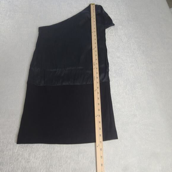 Theory Sharin black silk one shoulder dress women's Size 4 Quiet Luxury matrix - Picture 6 of 10